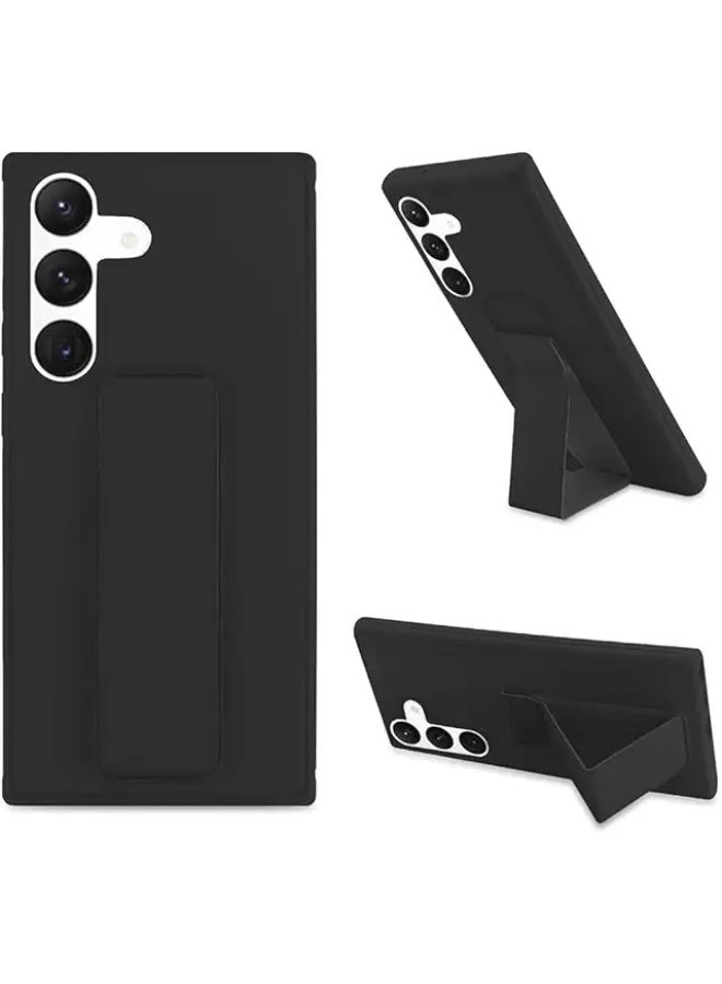 Magnetc Grip Cover For Samsung Galaxy A02s , Kickstand Slim Shockproof Grip Case, Silcione Protective Cover For Samsung Galaxy A02s - Black